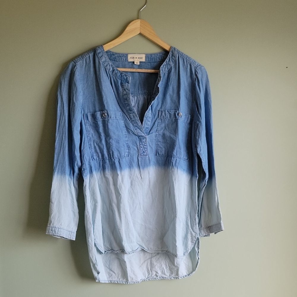 Cloth & Stone Anthropologie Relaxed Bohemian Blue Gradient Tunic Size XS